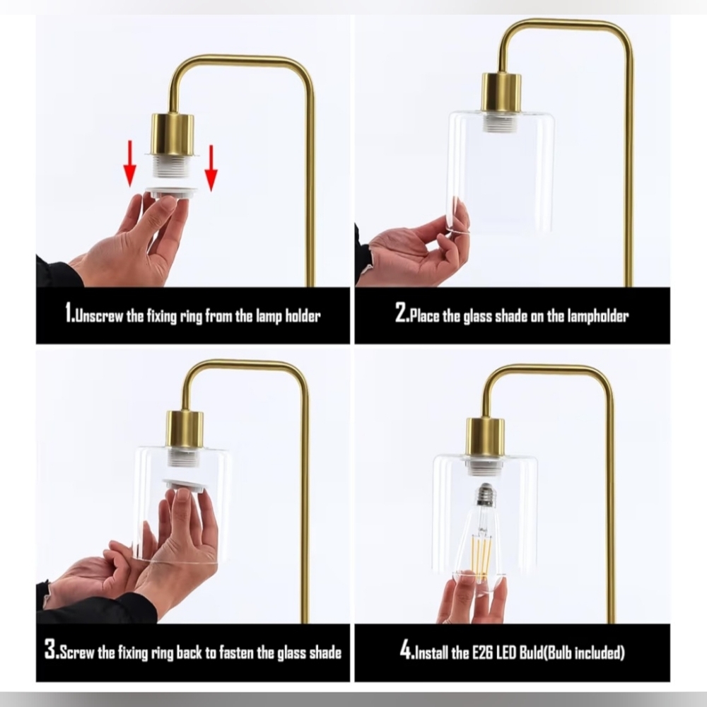 Gold Industrial 3-Way Dimmable Touch Control Table Lamps w/ USB Ports (Set of 2) - Picture 6 of 7